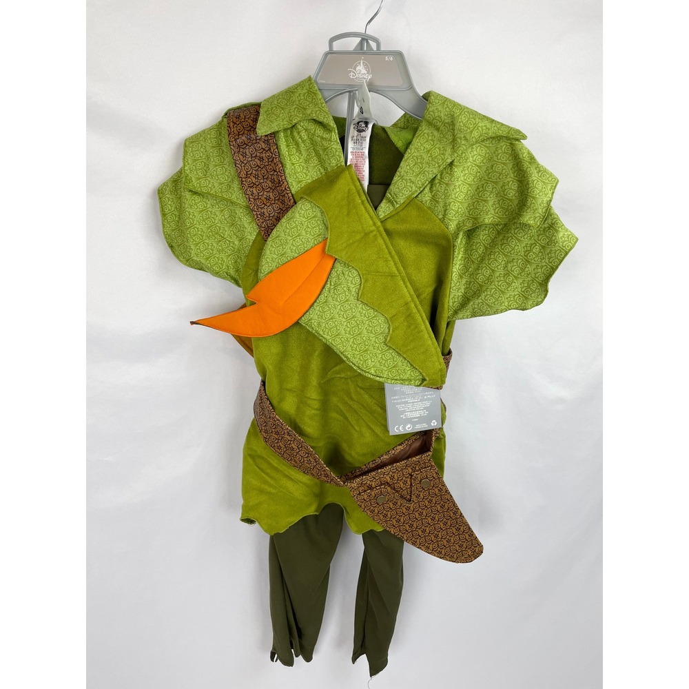 Disney Store Boys Peter Pan Green Halloween Costume Mismatched Sizes 4 5/6 READ